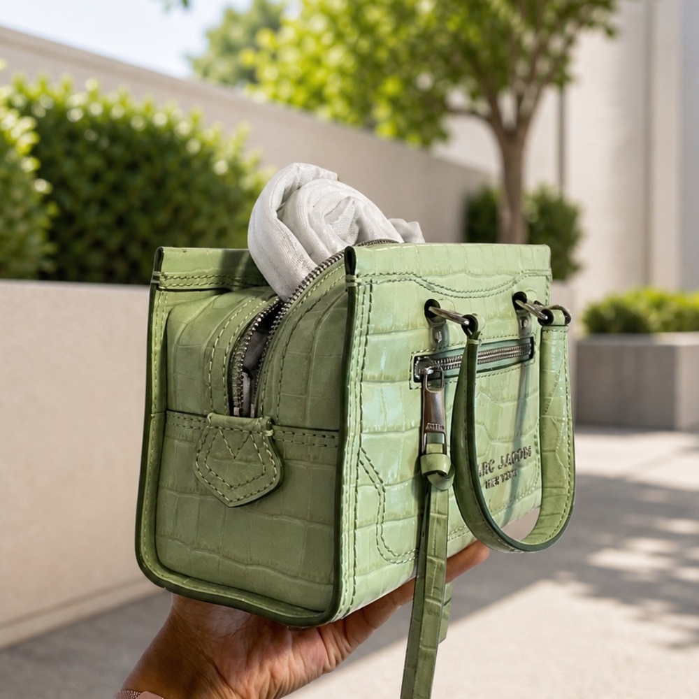 Marc Jacobs Mini Cruiser Leather Satchel - PEAR Color Croc Design NWT - Picture 6 of 17